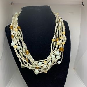 Puca Shell Statement Necklace 19” Length. White Beaded great for Beach Wedding
